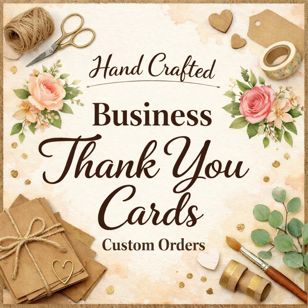 REQUESTS- Custom Hand Crafted Business Thank You Cards 50 Count
